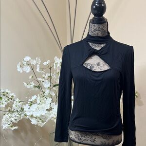 Walter Baker Elegant Black Keyhole Blouse